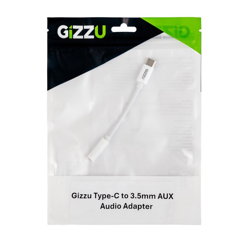 Gizzu USB Type-C to 3.5mm AUX Audio Adapter - White - Image 4