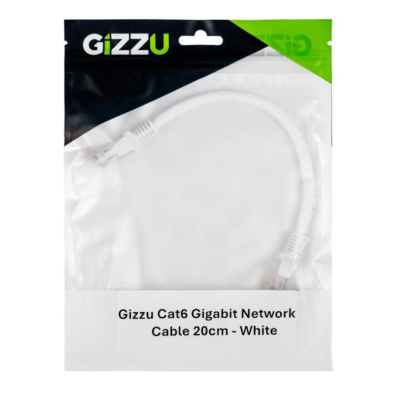 Gizzu Cat6 UTP Fly Lead Ethernet Network Cable 20cm - White - Image 4