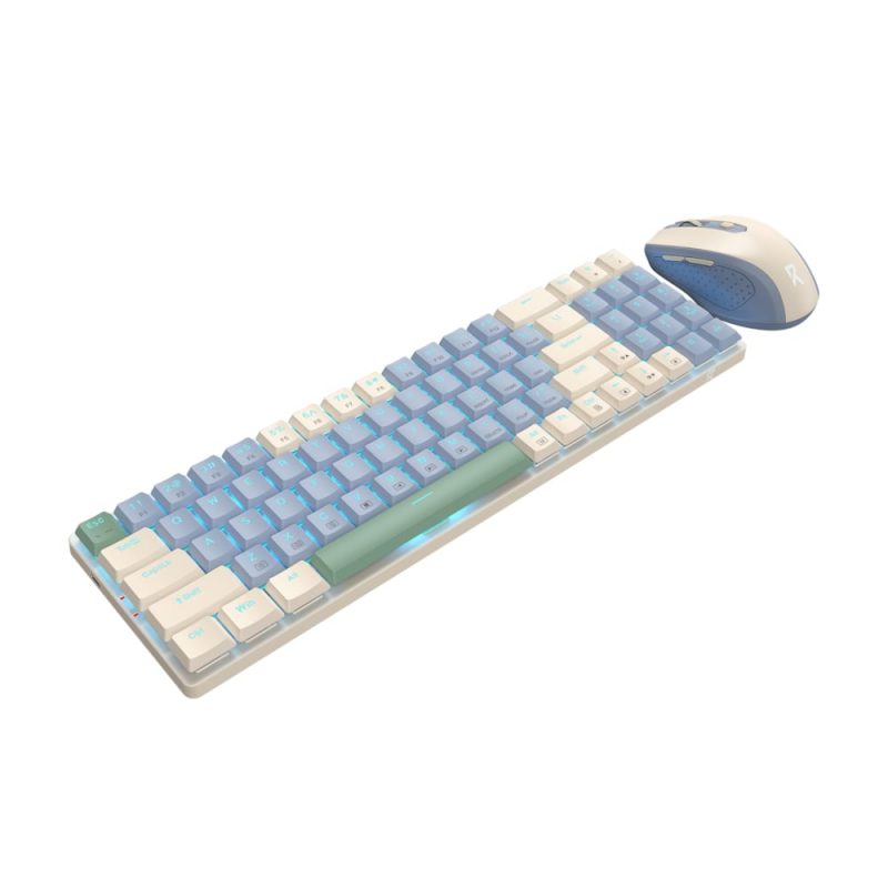 Redragon BS8772 Wireless Keyboard and Mouse Combo - Cream/Blue - Image 2