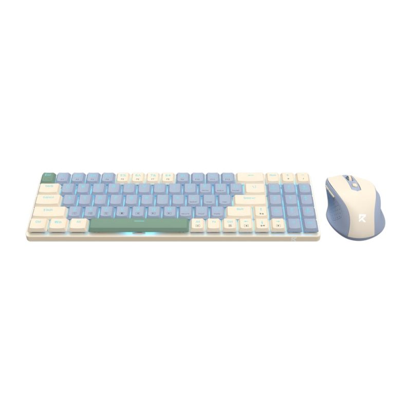 Redragon BS8772 Wireless Keyboard and Mouse Combo - Cream/Blue - Image 3