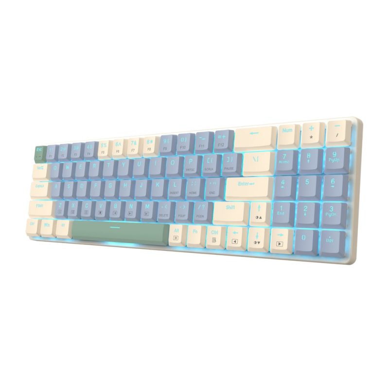 Redragon BS8772 Wireless Keyboard and Mouse Combo - Cream/Blue - Image 5