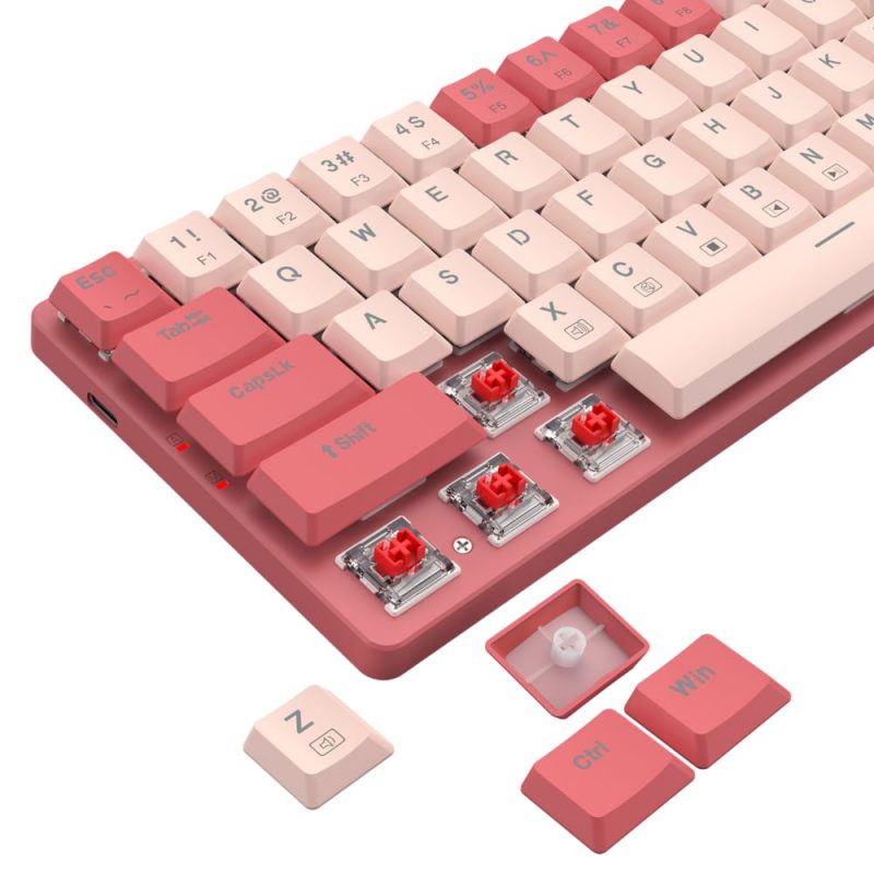 Redragon BS8772 Wireless Keyboard and Mouse Combo - Red/Pink - Image 6