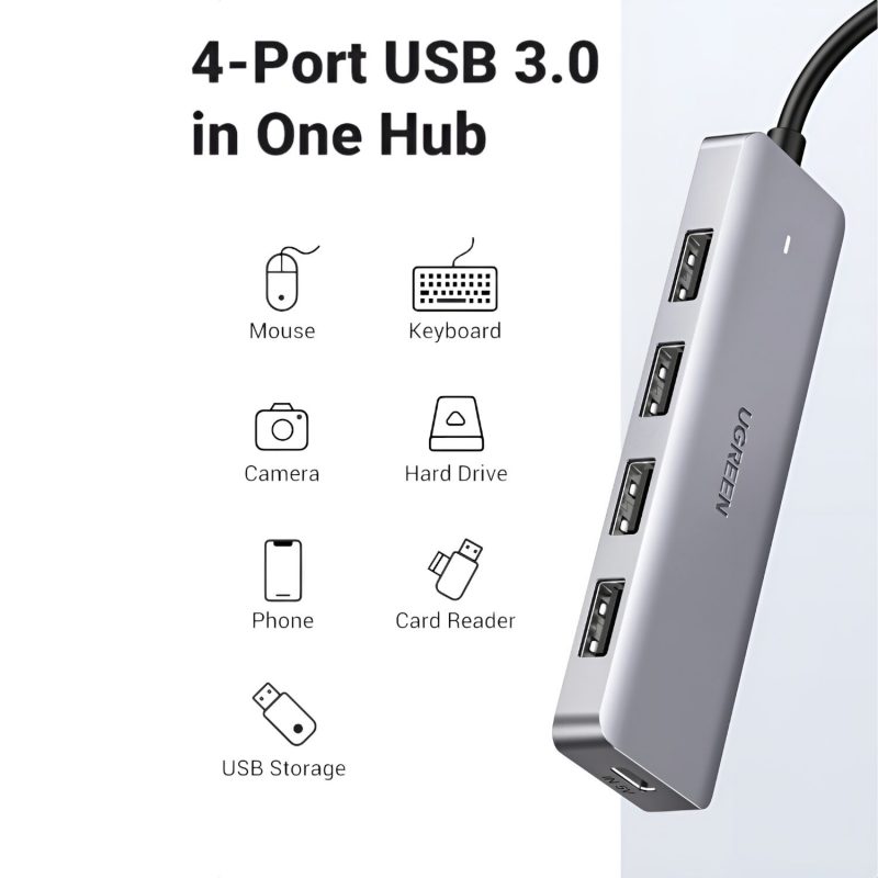 UGREEN CM219-70336 4-in-1 Hub | USB 3.0 | Type-C - Silver - Image 3